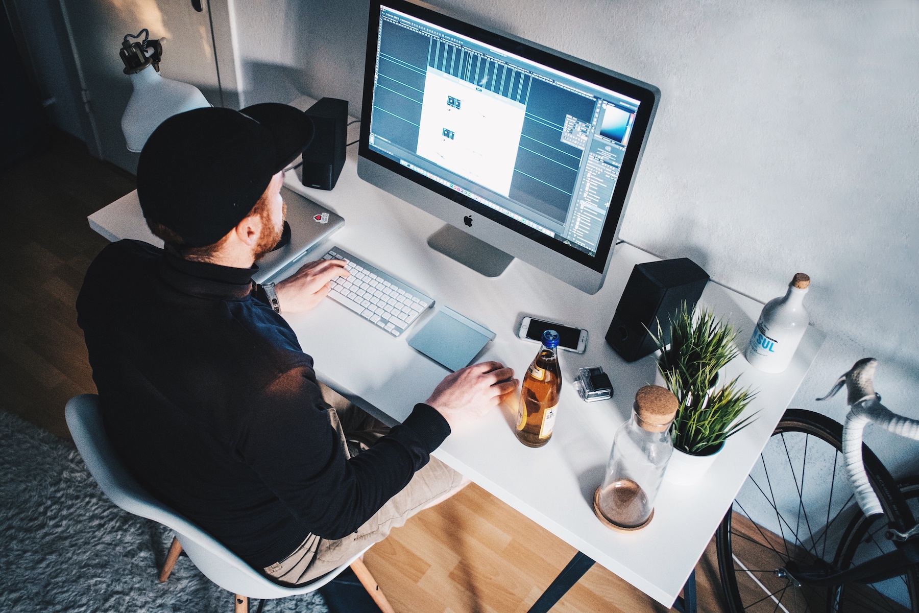 Man working at desk enjoying home Internet from a service provider in Grand Isle